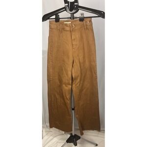 OAT NEW YORK Wide Leg Cropped Pants Women's Size 0 Tan Utility Casual